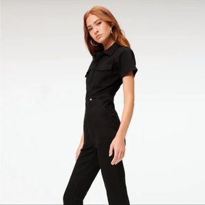 Size 1 Good American Black Denim Jumpsuit